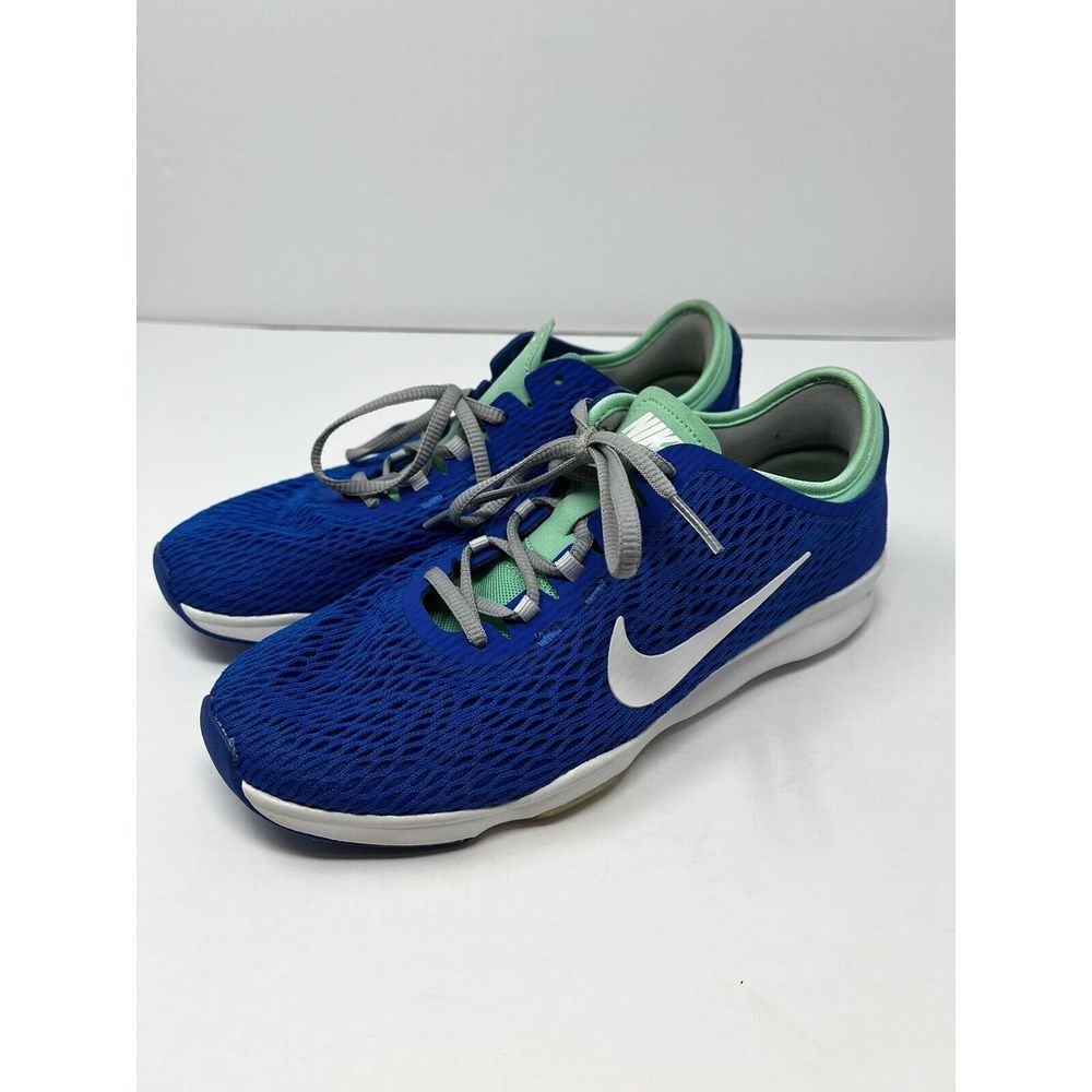 Nike Womens Size 6 Blue White Green Zoom Fit Training Sneakers 704658-401‎